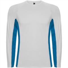 Спортивная футболка SHANGHAI L/S мужская, БЕЛЫЙ/КОРОЛЕВСКИЙ СИНИЙ 2XL